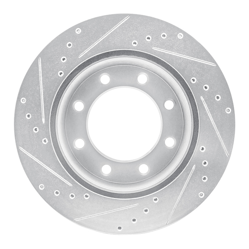 Ford F-250 Brake Rotor (1) - Rear Right - R1 Concepts - Drilled & Slotted - Silver - `05-`12